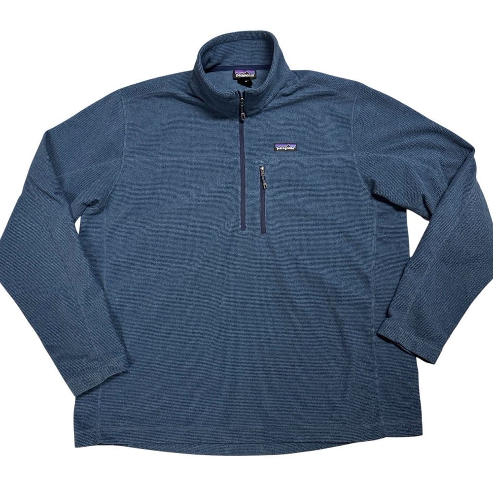 PATAGONIA Sweater Men's Size XXL Fleece Pullover Quarter Zip Mock Neck Blue*READ